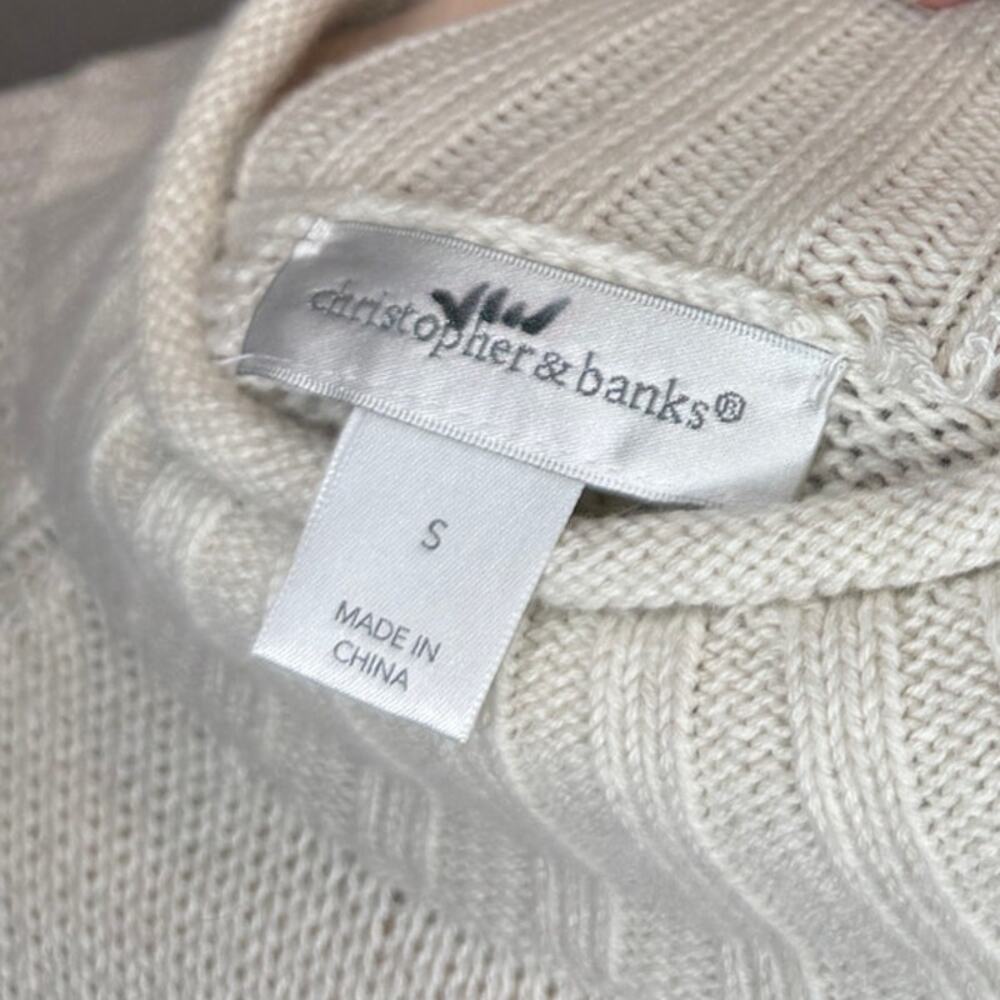 Christopher & Banks Fair Isle Roll Mock Neck Sweater Size Small Black Ivory - Picture 3 of 5